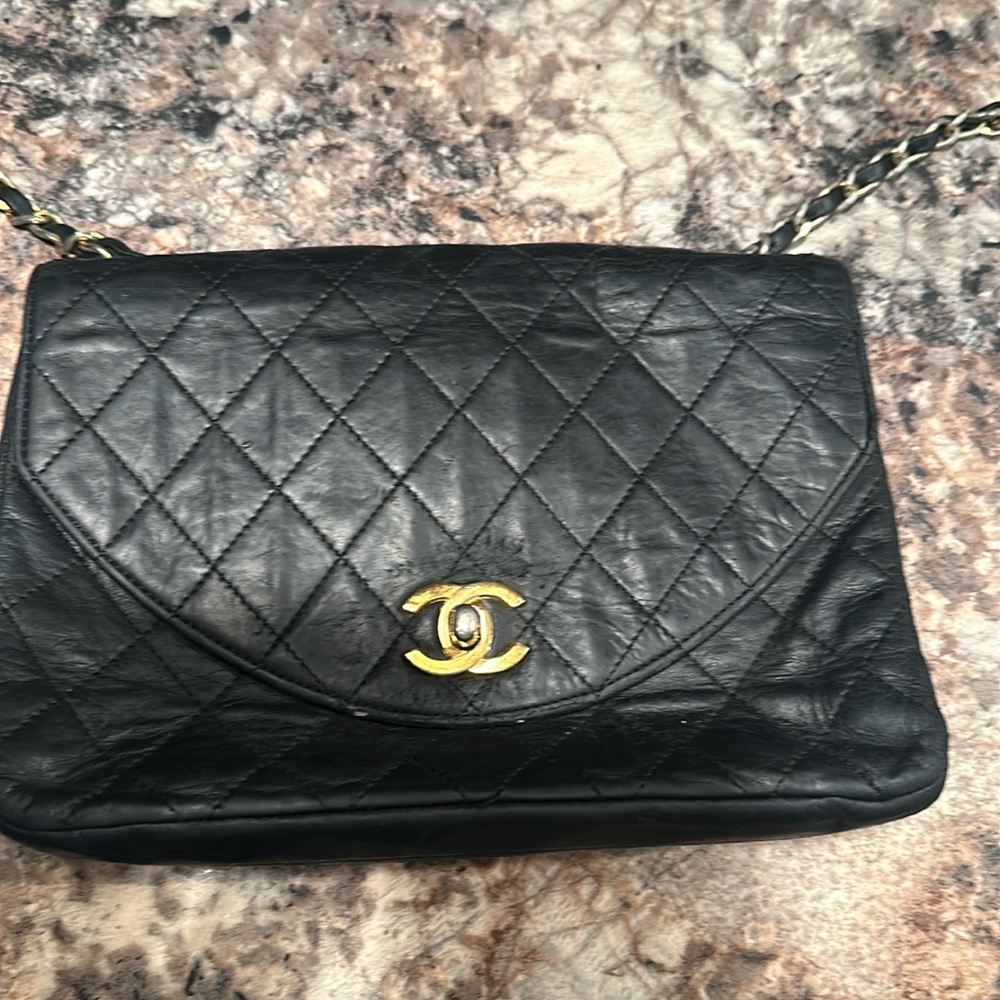 COPY - Chanel Half Moon Vintage lambskin chain shoulder flap bag.